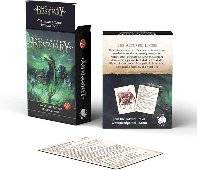 Dungeons and Dragons 5th Edition Deck of Cards – The Dreaded Accursed: Reference Deck 1 by Nord Games – 100 Cards - Games for Adults and Kids – DND Books – Gaming Accessories - Compatible with D&D