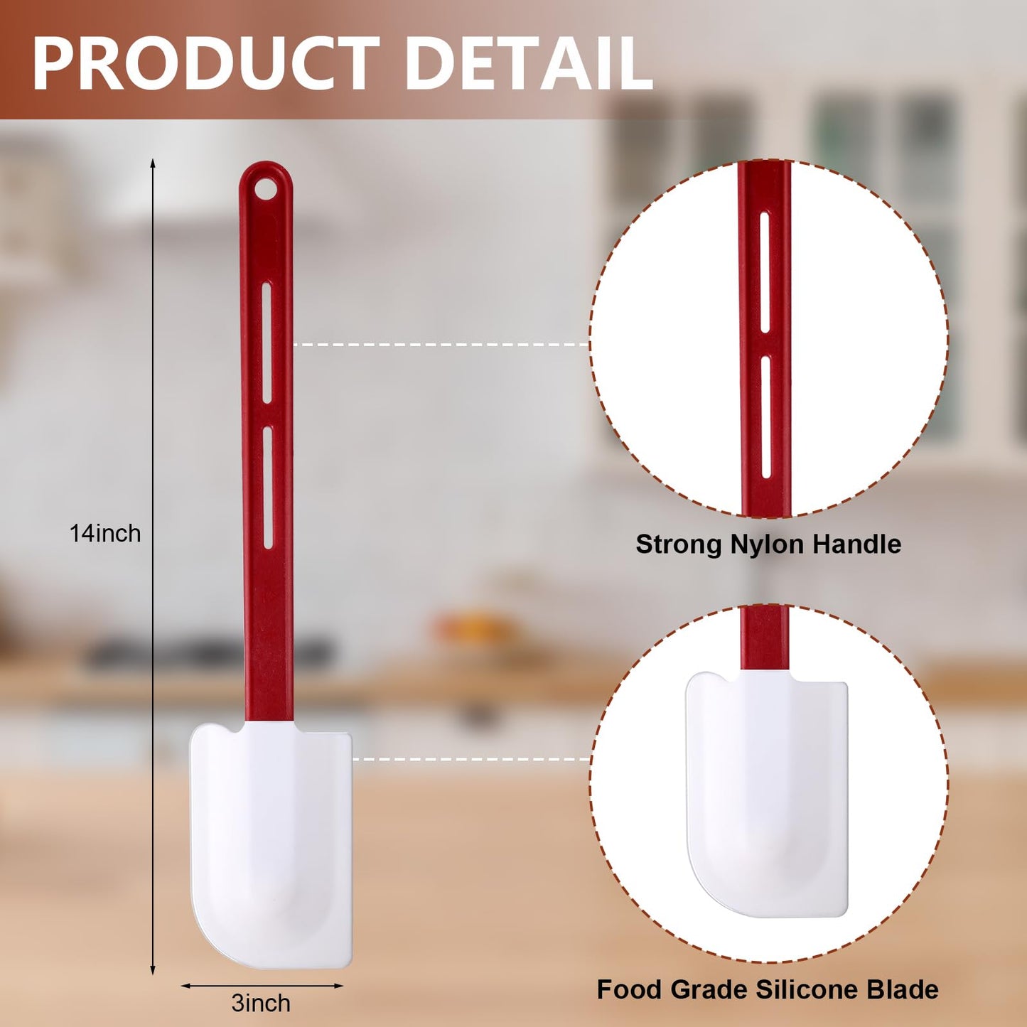 Norme 4 Pcs High Temp Silicone Spatulas Heat Resistant Rubber Spatula Commercial Silicone Scraper with Handle for Kitchen Cook Baking Mixing Utensil, Dishwasher Safe (14 Inch)
