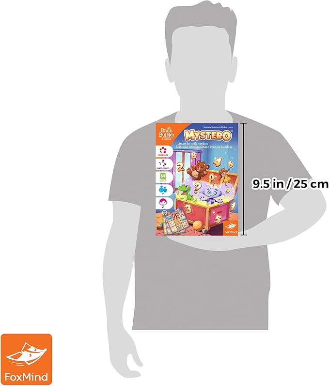 FoxMind Games Mystero – Multi-Level BrainTeaser Puzzles for Kids Ages 4+ STEM Game Develops Math Logic & Reasoning Skills 64 Progressive Challenges (Brain Builder Series)
