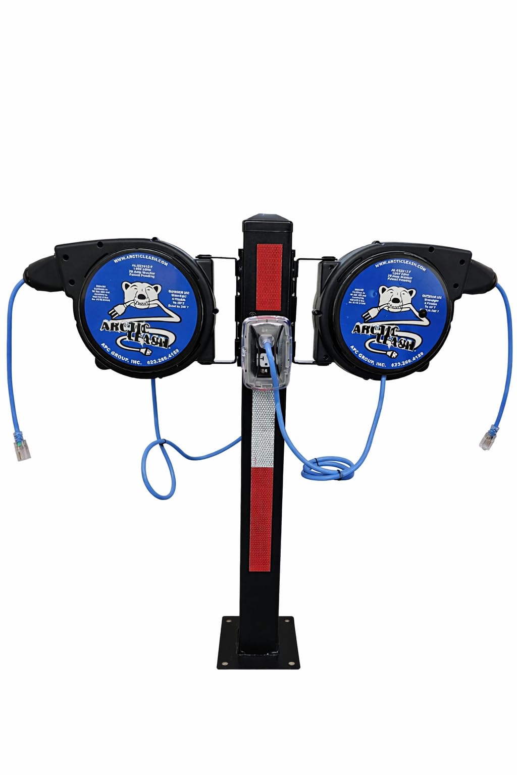 ARCTIC LEASH 80ft 14/3 SJEOOW Cable, Outdoor/Watertight, Extreme Cold Weather Retractable Extension Cord Reel – 80 ft with 20A Resettable Breaker, 180° Swivel Mount, Retractable to -60°F.