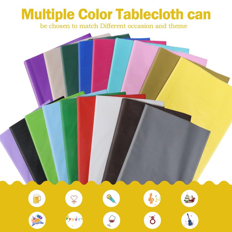 tujol Light Blue 6 Pack Plastic Table Cloth 54" x 108", Disposable Tablecloths Rectangle Table Cover, Plastic Tablecloths for Parties