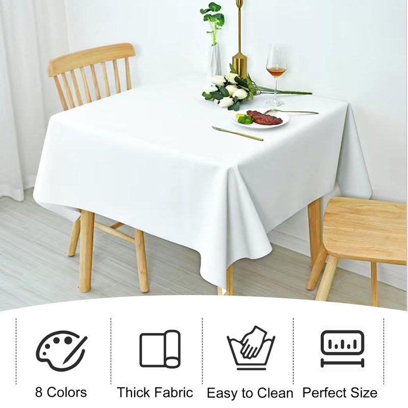 JALANCY 4 Pack Square Table Cloth 52x52 Inch White Tablecloth Machine Washable Fabric Polyester Table Cover for Dining, Buffet Parties, Picnic, Events, Weddings and Restaurants(White)