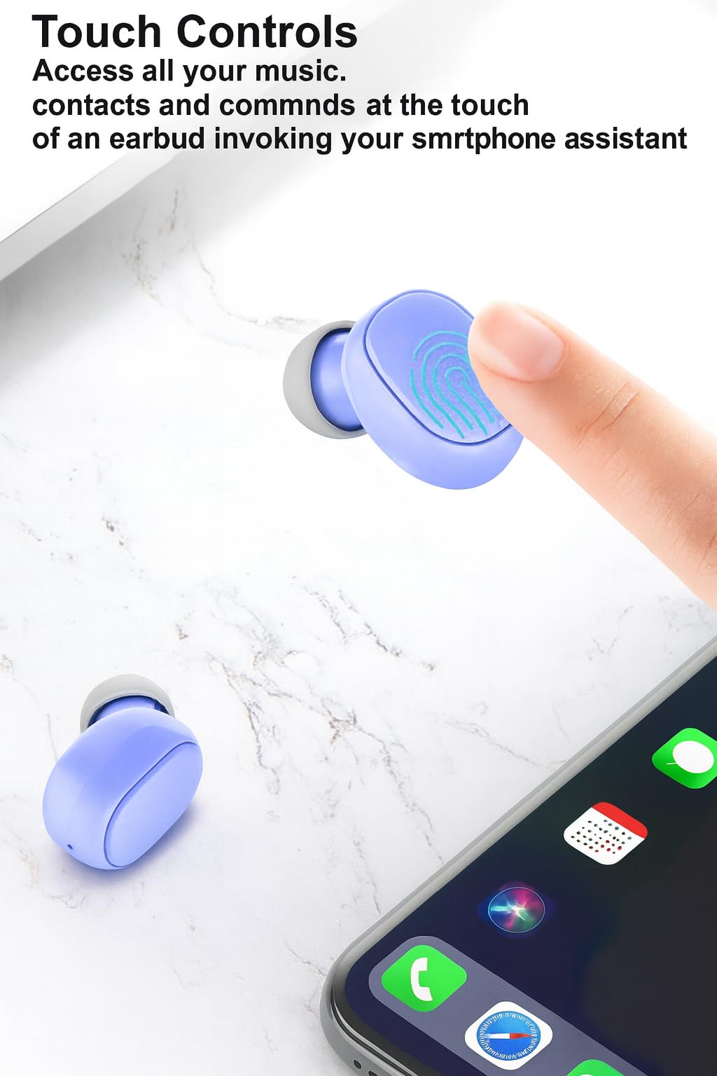 Acuvar Waterproof Bluetooth Headphone Wireless Earbuds – Bluetooth 5.0 Earbud Wireless Headphone with Microphone, Touch Controls, Noise Cancelling, 3D Stereo Bass & Smart LCD Charging Case (Blue)