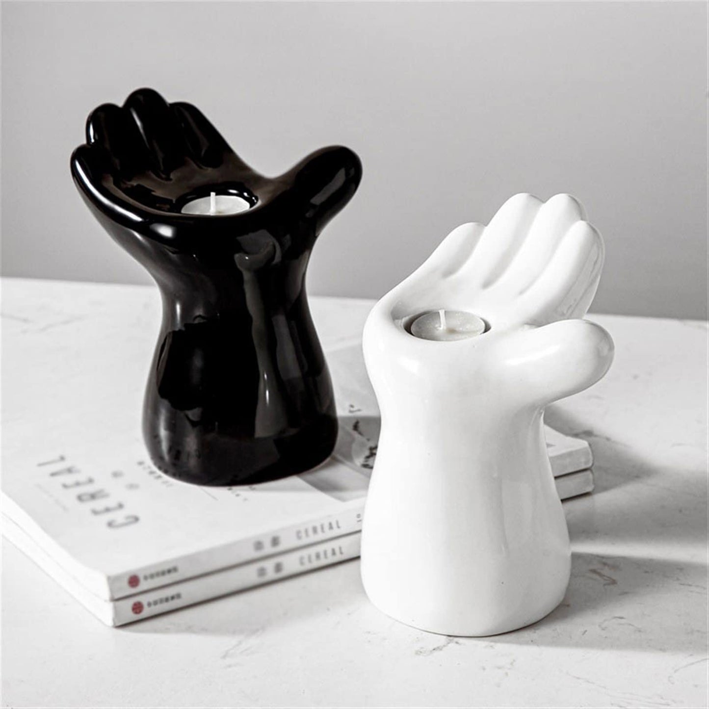 cfycfy987 Candelabra Creative Ceramic Incense Candlestick Desktop Decoration Handicrafts Fashion Ornaments Candle Holder Candle Sticks Holder(Black)