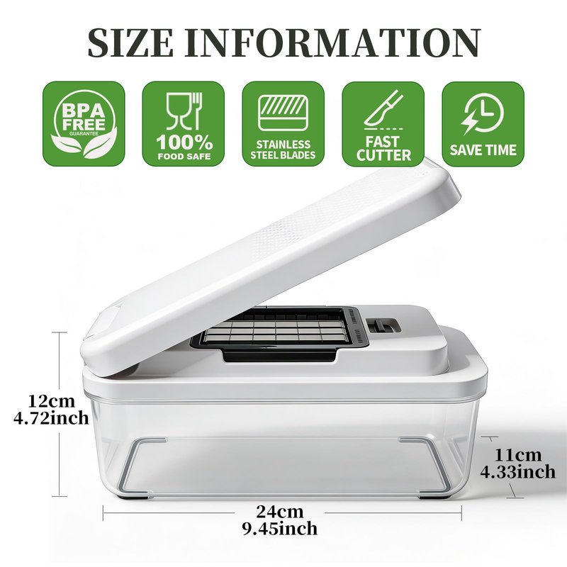 14-In-1 Chopper Vegetable Cutter with 7 Blades, Vegetable Chopper with Container and Lid, Mandoline Slicer for Kitchen, Veggie Slicer for Salad, Cheese Grater, Kitchen Gadgets Accessories Essentials