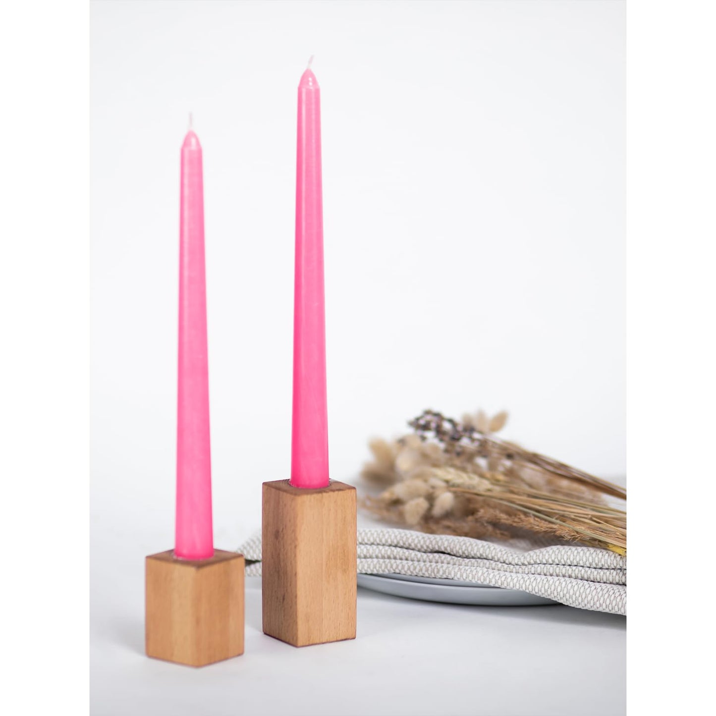 CANDWAX Pink 10 inch Taper Candles Set of 12 - Unscented Smokeless Dripless Pink Candlesticks - Perfect as Easter Candles and for Holidays, Ordinary Dinners and Special Occasions - Tall Candle Sticks