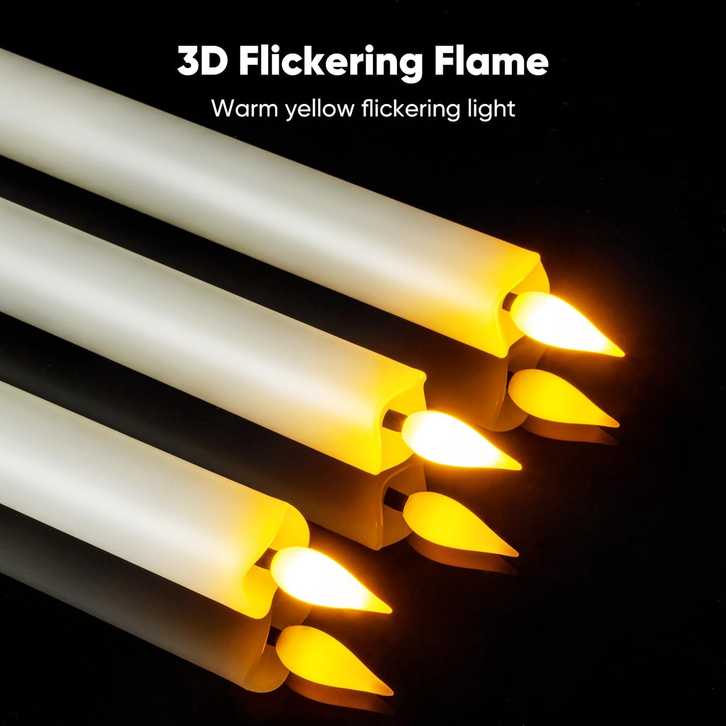 Meigic 6 Pcs Window Candles with Remote and Timer, White Battery Operated Candlesticks with Gold Holders, LED Christmas Candle for Window Home Xmas Holiday Decor
