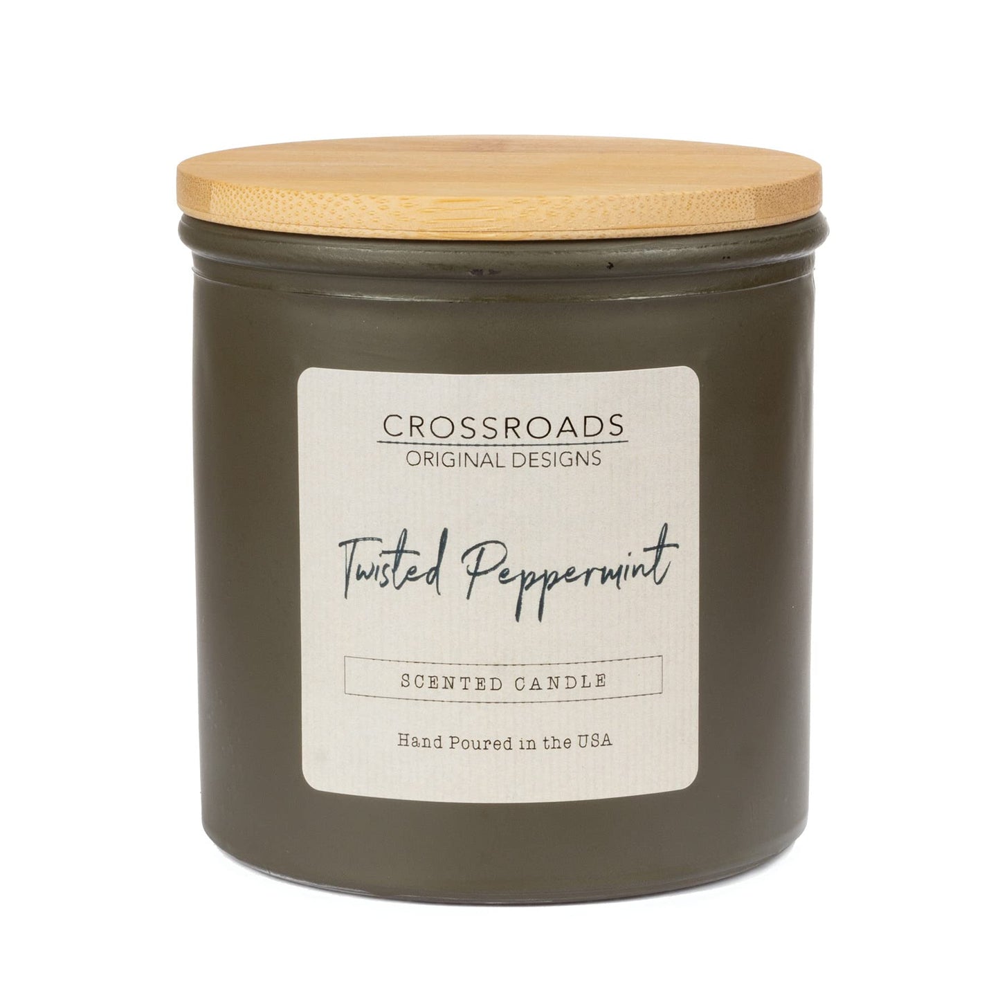Crossroads Twisted Peppermint Colored Glass Candle, 14 Oz