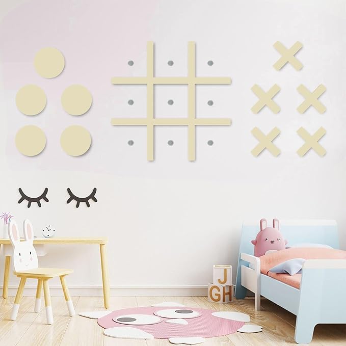 Magnetic Tic Tac Toe Wall-Mount Game Board GamesGame Room DecorKids&Adults Indoor Party Game