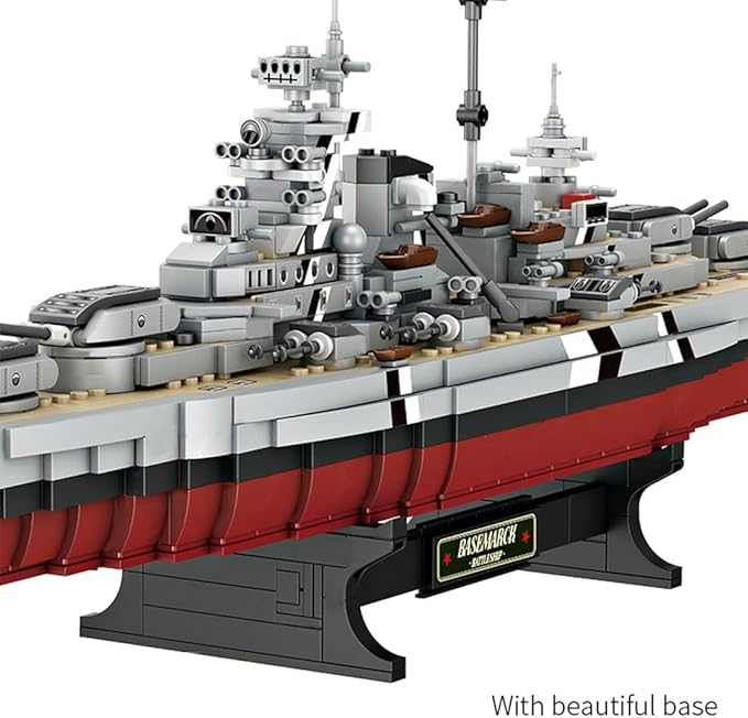 FULHOLPE Bismarck Class Battleship Building Blocks Set MOC Military Warship Model Bricks Construction Toy Compatible with Major Brands - 2081 Pieces