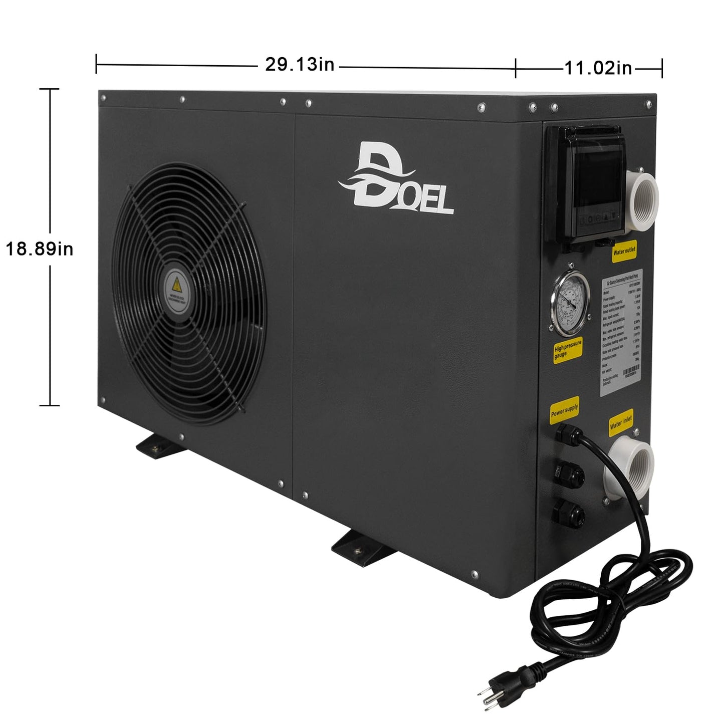 DOEL 20000 BTU Swimming Pool Heat Pump for Above-Ground/In-ground Pools, 5.56 kW Electric Pool Heater with Titanium Heat Exchanger, 110V 60Hz