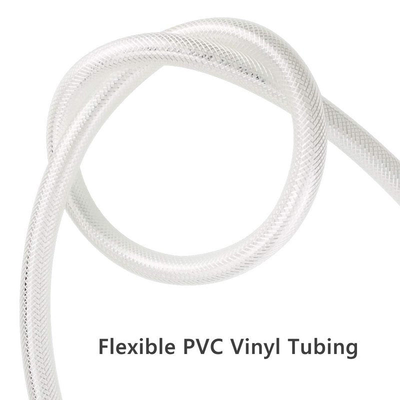 3/8" ID x 10 Ft High Pressure Braided Clear PVC Vinyl Tubing Flexible Vinyl Tube, Heavy Duty Reinforced Hose Tubing, BPA Free and Non Toxic