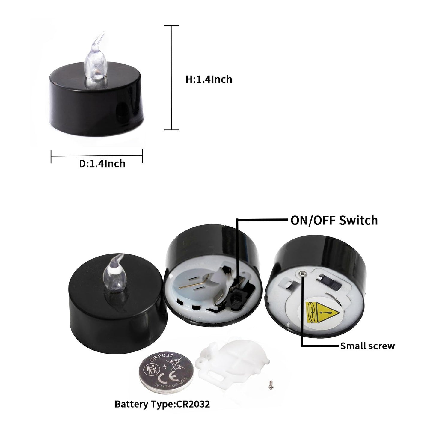 LANKER 24 Pack Black Tea Lights Candles, Flickering Warm Yellow Flameless LED Tealights, Long Lasting Battery Operated Fake Candles, Decoration for Wedding, Halloween and Christmas