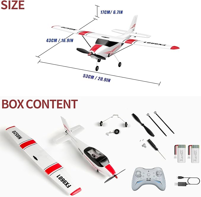 HAWK'S WORK 4 Channel RC Plane Remote Control Airplane Cessna Ready to Fly Brushless Motor 6-axis Gyro Stabilizer 3 Flight Mode Stunt Flying Easy Trainer for Beginner & Kid