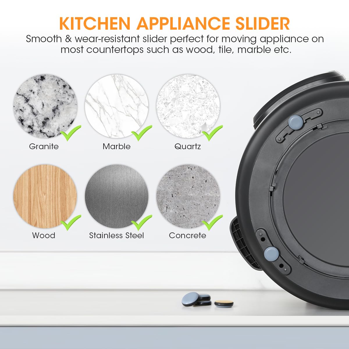 Aieve Appliance Sliders, 8 Pcs Small Appliance Slider for Countertop, Self Adhesive Home Finds Caster Wheels Rollers, Kitchen Must Have Gadgets for Stand Mixers, Coffee Makers, Air Fryers