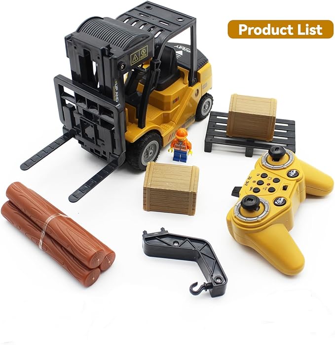 Remote Control Forklift 12 Channel 2 Mode RC Forklift W/Pallets/Boxes/Sound/Light/Spray Two Rechargeable Batteries & Charge Kids Forkliftrrucks Toy Christmas & Birthday Gifts