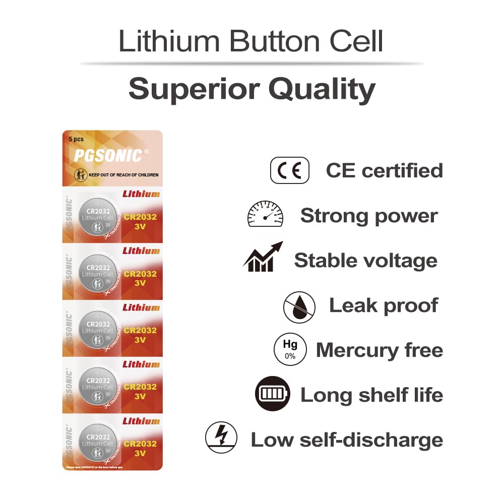 40 Pack CR2032 Batteries, 3V Lithium Coin Battery for Small Electronic Devices, 5 Year Shelf Life