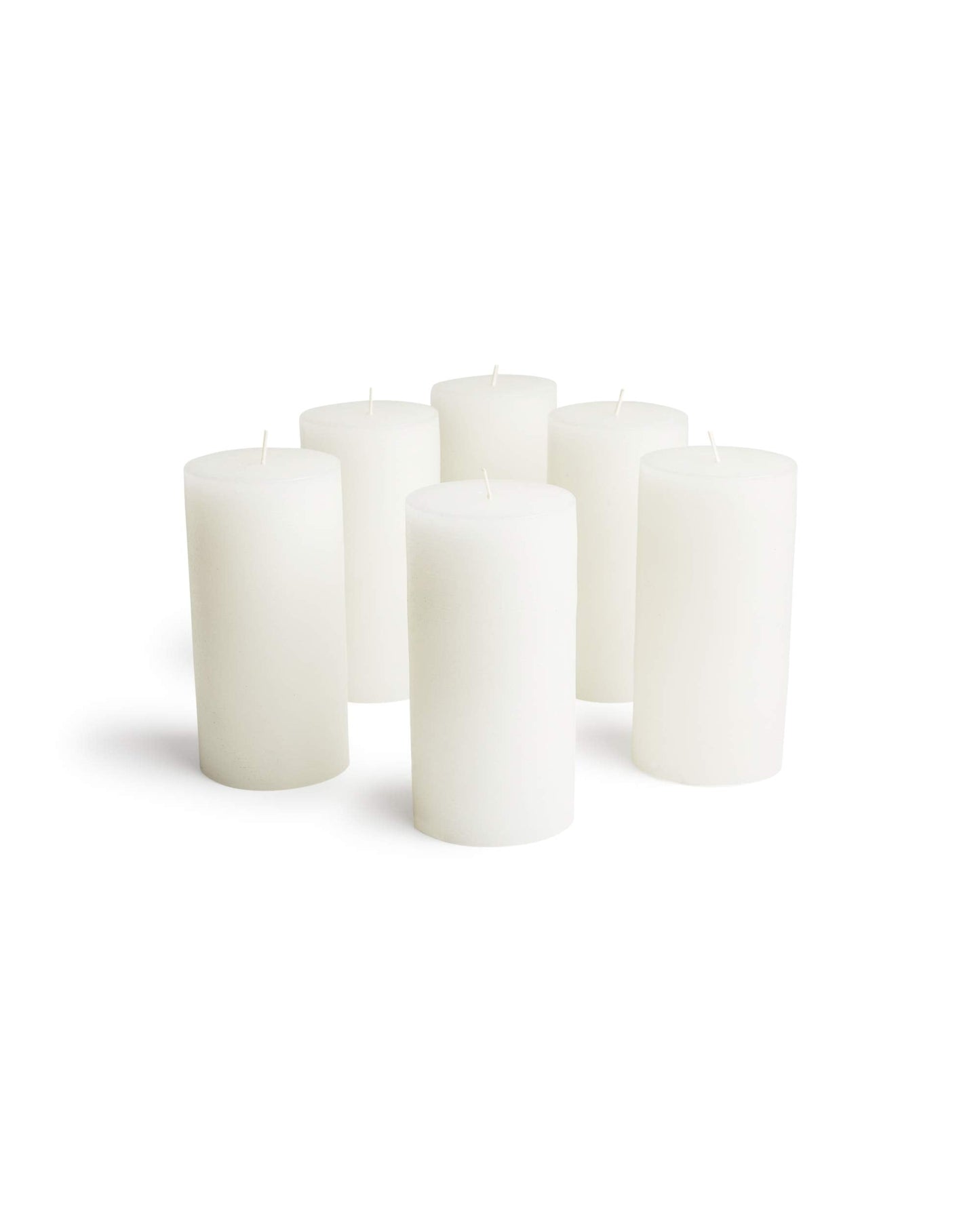 Mottled Pillar Candles by Bask - Set of 6-3" x 6" Dripless Unscented Candles in White for Home Decor, Relaxation & All Occasions