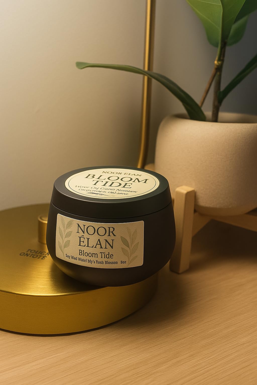 Dual Noor Élan Bloom Tide Scented Candle, Water Lily + Yuzu Blossom, Hand-Poured Soy Wax, 8 oz, 55 Hour Burn Time