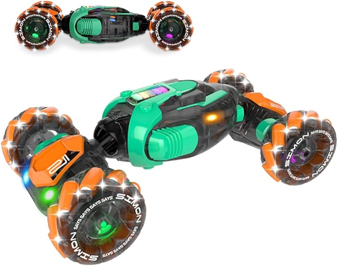 Gesture Sensing RC Stunt Car - Boys Toys Age 6-8-12 360° Rotating 4WD Hand Controlled Remote Control Twist Car with Light & Music Cool Toys and Ideas Gifts for Children Age 7 9 10 11 12 Years Ol