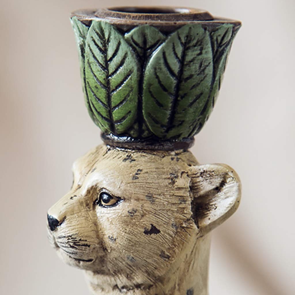 XILIN-1987 Candle Holderss Resin Leopard Figurine Candle Holder,Jungle Series Candle Holder Ideal for LED and Pillar Candles, Table Centerpiece for Wedding, Party, Decoration Decorative Candlestick