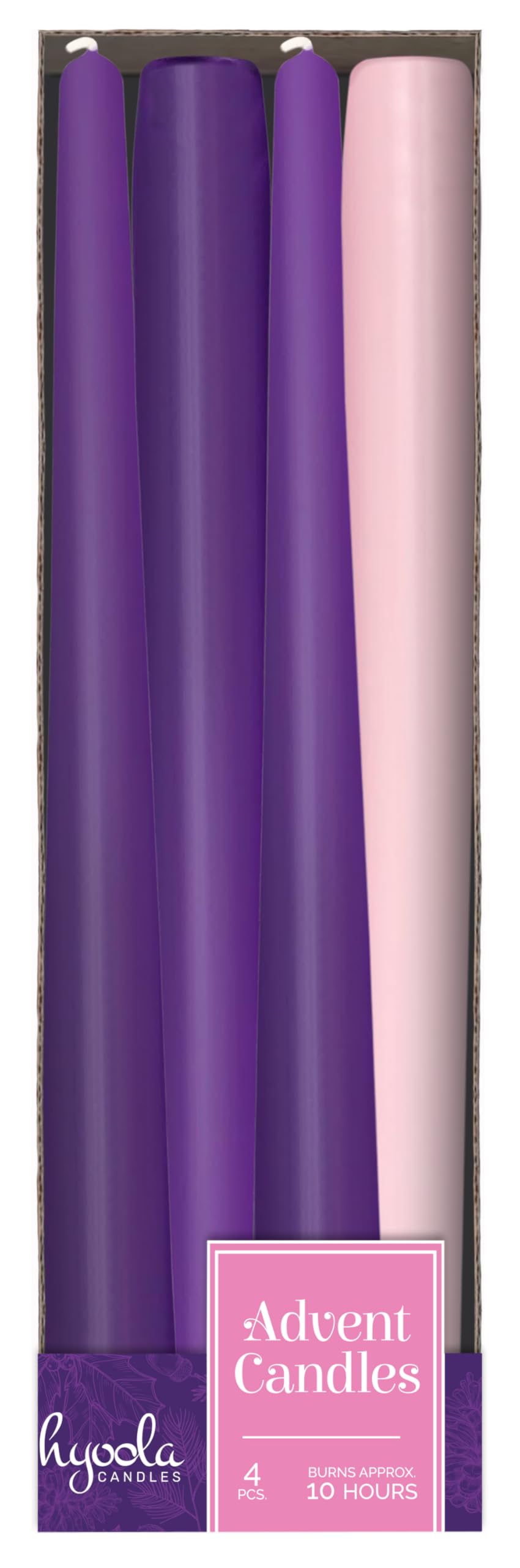 Hyoola Advent Candles Set of 4 - Made in Europe Christmas Advent Candle Set - 12 inch Advent Wreath Candles