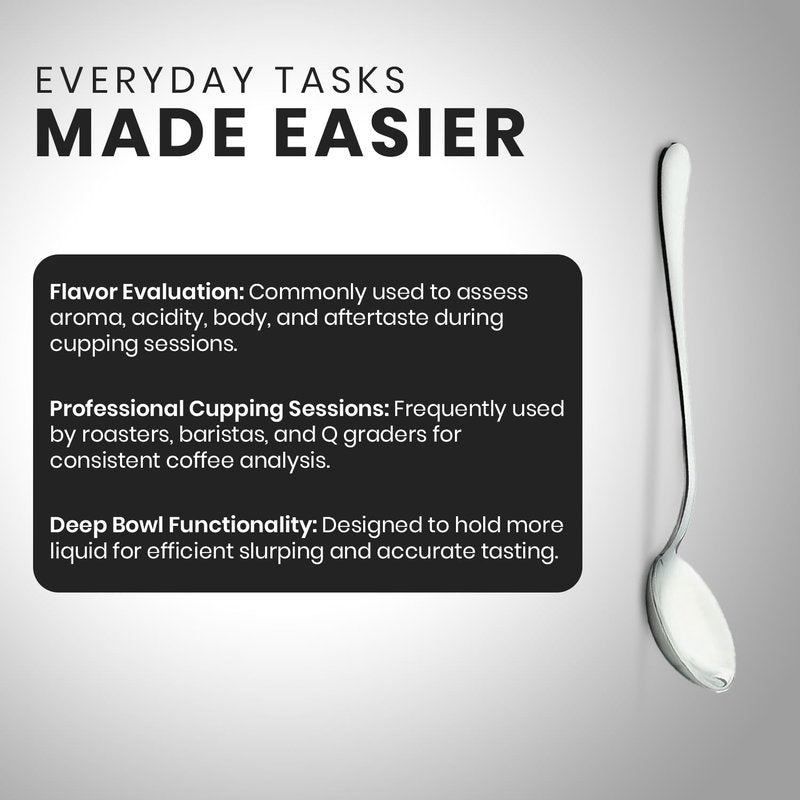 Rattleware Stainless Steel Cupping Spoon Deep Bowl Edition Sleek Professional Design Precision Crafted for Coffee Tasting Durable Ergonomic Handle Perfect for Coffee Cupping Enthusiasts and Baristas