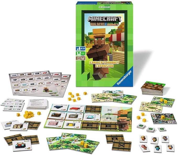 Ravensburger Minecraft: Builders & Biomes - Farmer's Market Expansion Strategy Board Game Ages 10 & Up - Amazon Exclusive