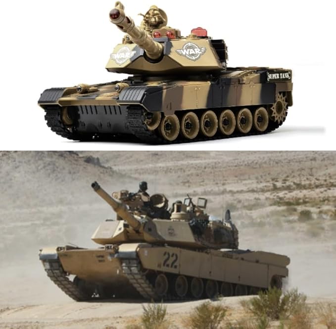Haktoys RC Battle Tank – 1:24 Scale Remote Control Military Toy with Infrared Shooting Rotating Turret Realistic Lights & Sounds | Radio Control Army Tank for Kids & Adults