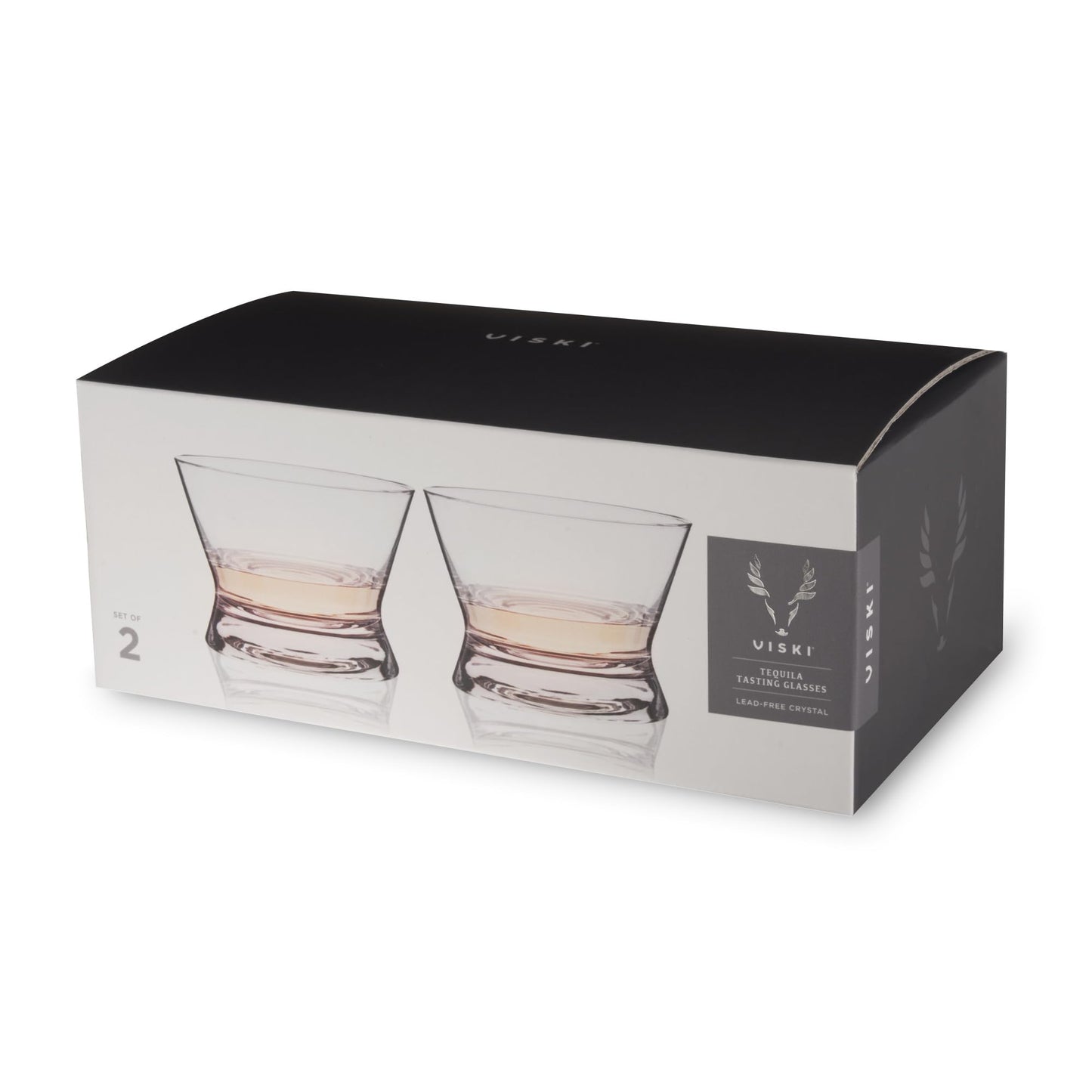Viski Crystal Tequila Tasting Glasses, Copita Drinking Glasses for Mezcal, Whiskey, Bourbon, or Neat Spirits, Elegant Glassware Set for Home Bar or Cocktail Party, 6 oz, Set of 2