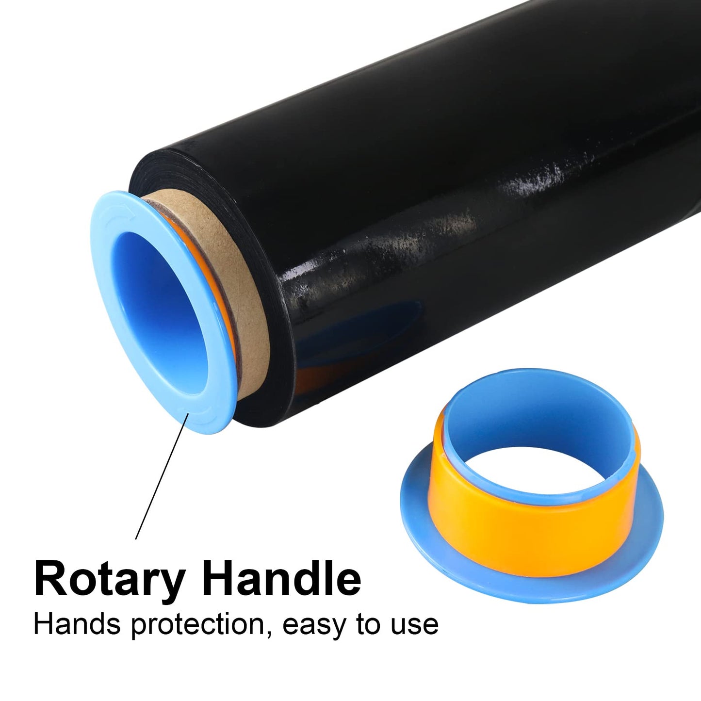BOMEI PACK Black Stretch Wrap Industrial Strength with Plastic Handle 12" x 1000 Feet 80 Gauge 3-Pack, Black Shrink Wrap, Self-Adhering Black Plastic Wrap for Shipping, Moving