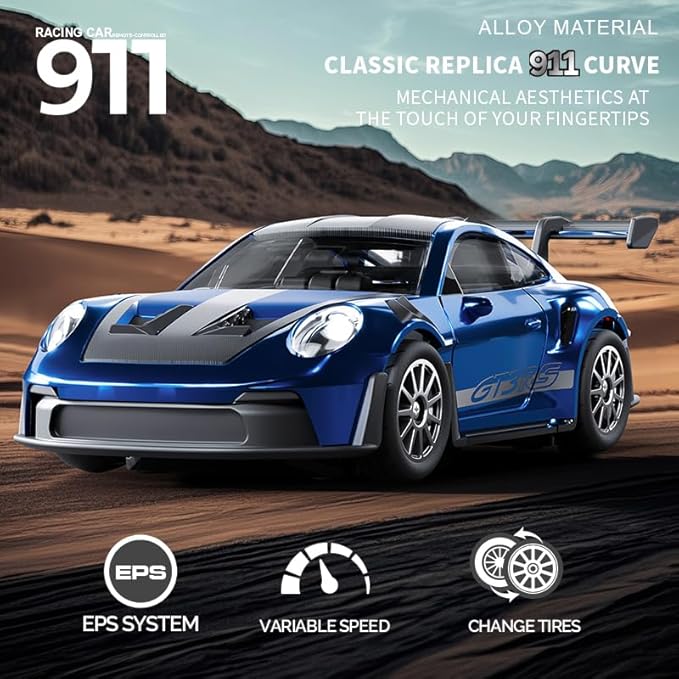 1:43 RC Drift Car 20KM/H with Gyro 2.4G 4WD Full Proportional Alloy Sport Racing Car Adjustable Speed LED Lighting for Teens & Adults-D43-01