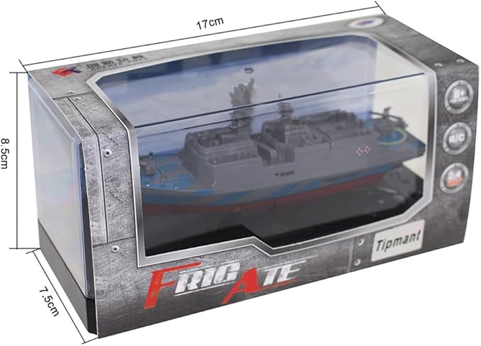 Tipmant Military RC Naval Ship Vessel Warcraft 2.4 GHz Remote Control Boat Speedboat Electric Water for Swimming Pool Kids Toy Birthday Gifts (Grey)