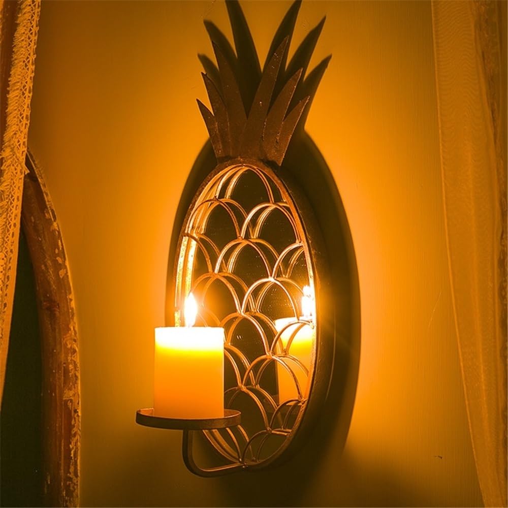 YUHUAWF Candle Holderss Living Room Candlestick Wall Decoration Light Luxury Iron Pineapple Candle Holder Decorative Candlestick