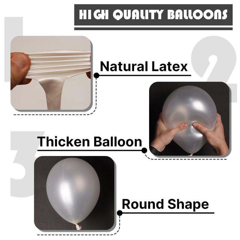 PartyWoo Pearl White Balloons 155pcs Different Sizes Pack of 18 12 10 5 Inch Metallic White Latex Balloon Arch Kit Garland for Wedding Graduation Baby Shower Birthday Party Decorations White-Z30