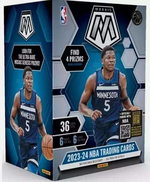 2023-24 Panini Mosaic NBA Basketball Factory Sealed Blaster Box 6 Packs of 4 Cards 24 Cards in All Find 4 Mosaic Prizms per box on average Look for Blaster Exclusive Parallels Chase ultra rare Mosai