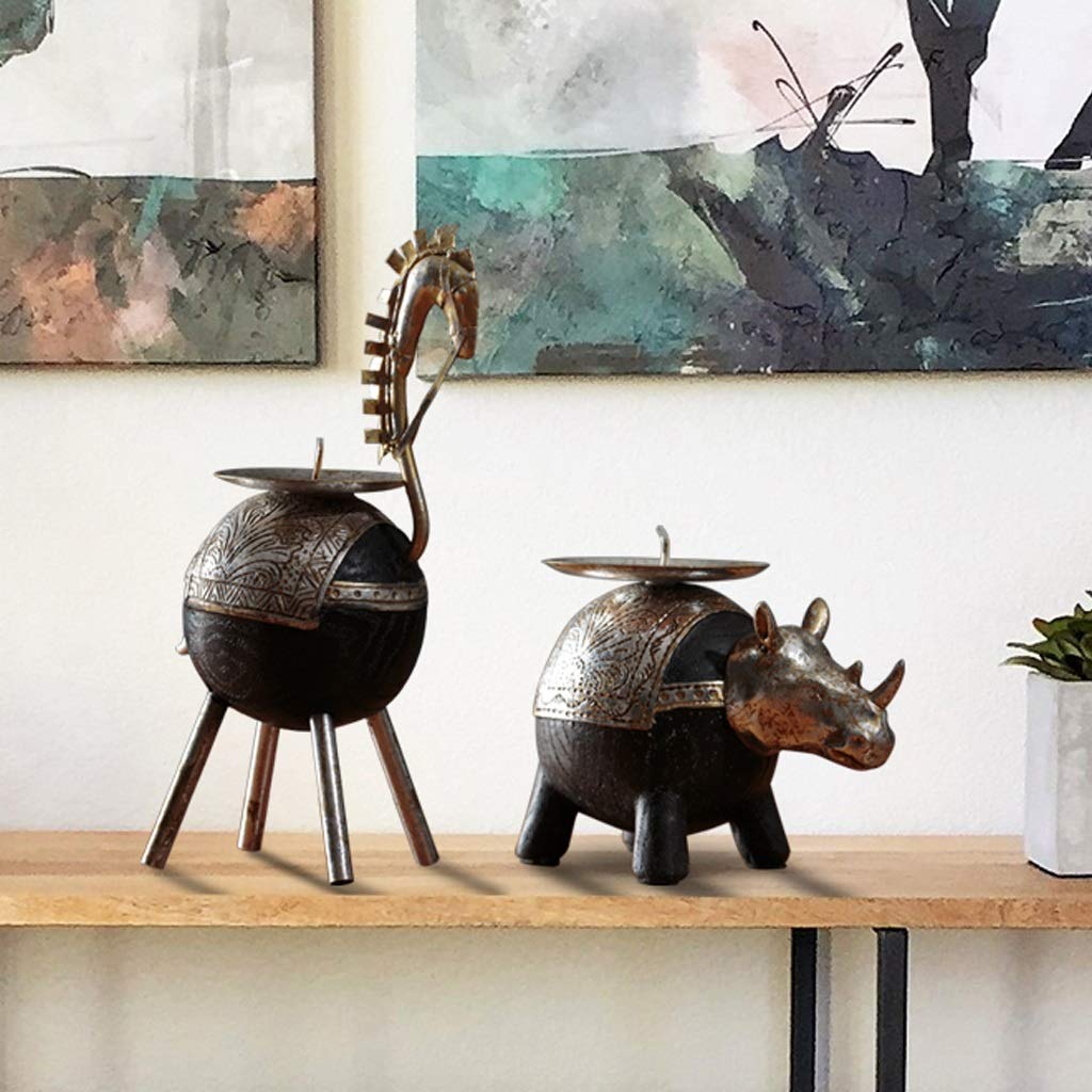 XILIN-1987 Candle Holderss Retro Candle Holder Home Soft Decoration Coffee Shop Bar War Horse Candlestick Decoration Decorative Candlestick