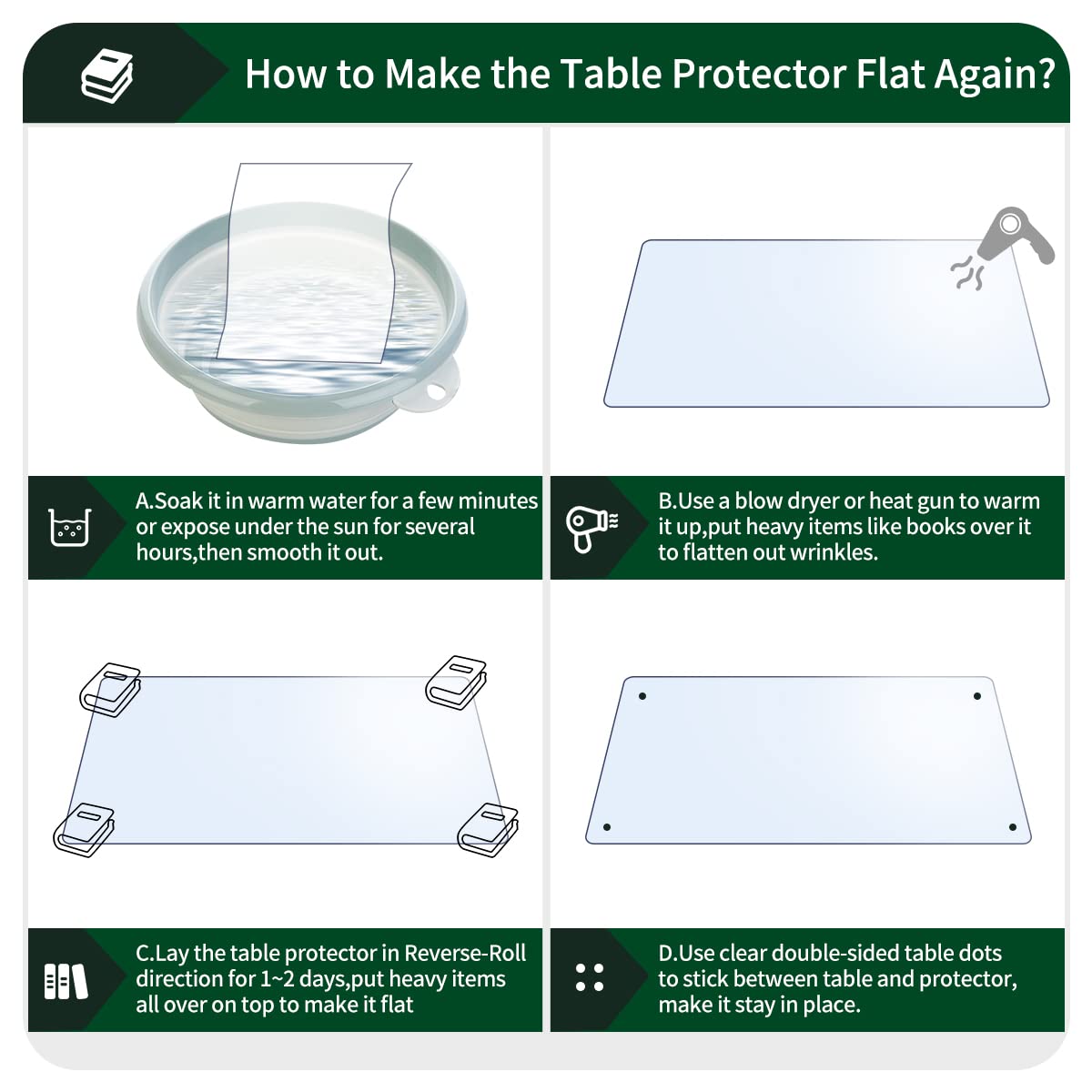 Multi-Size 24x48 inch Clear Plastic Table Protector Kitchen Dining Table Wood Furniture Cover Screen Protection Plastic Tablecloth Wipeable Waterproof Desktop Protective Pad PVC Vinyl Coffee Tabletop