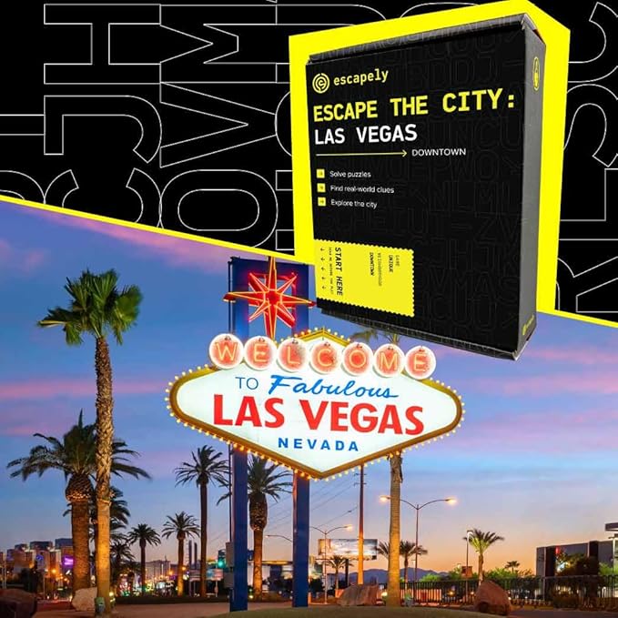 Vegas Outdoor Escape Room | Real City Scavenger Hunt | Gifts for Adults & Families | 1-6 Players 2-3 Hours 1.5 Miles Walking Distance