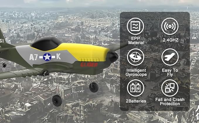 RC Plane3 Channel RC Jet Plane with 2.4GHz Remote Control 6-Axis Gyro Drone for Kids 8-12 & Adults Beginner-Friendly Outdoor Remote Control Airplane Rechargeable Battery Easy to Fly