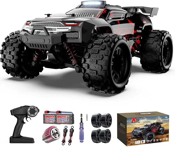 KGF 1:18 Scale All Terrain RC Cars 40km/h High Speed Remote Control Car 2.4Ghz RC Car Toys Gifts for Kids and Adults 4WD Electric Vehicle with 2 Rechargeable Batteries Off Road Monster Truck