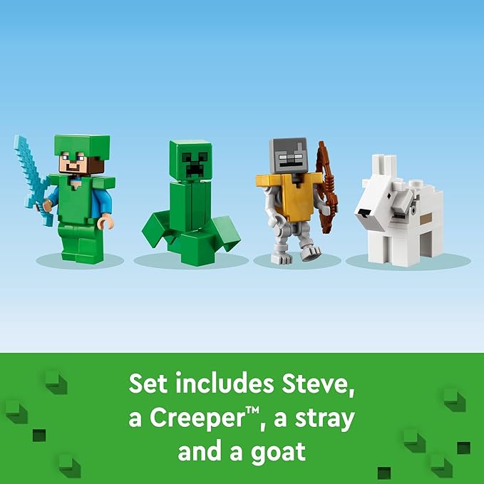 LEGO Minecraft The Frozen Peaks 21243 Cave Mountain Set with Steve Creeper Goat Figures & Accessories ICY Biome Toy for Kids Age 8 Plus Years Old