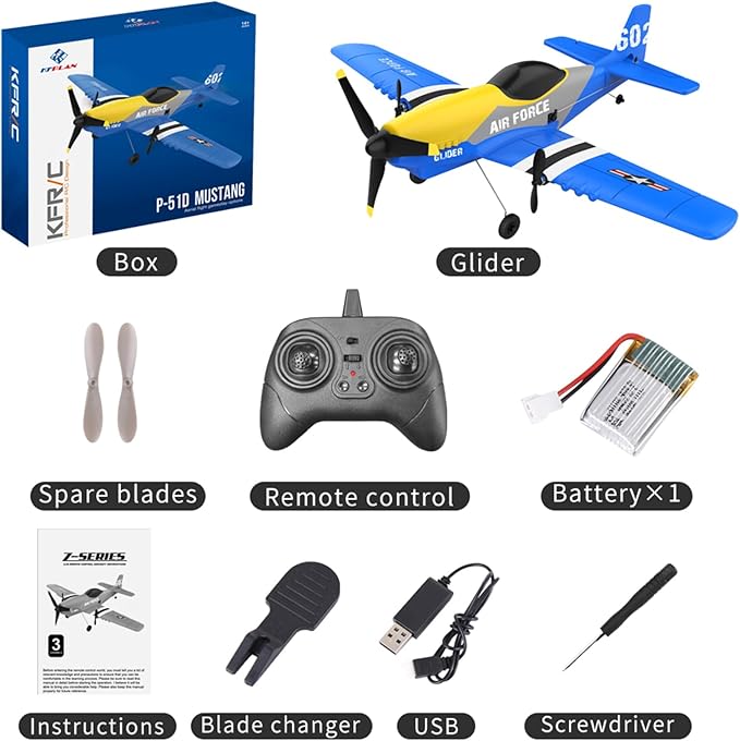 GoolRC RC Plane 3 Channel Remote Control Airplane 2.4GHz RC Aircraft Easy to Fly RC Glider Fighter with Gyro Stabilizer for Adults & Beginners