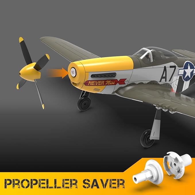 VOLANTEXRC Brushless 4CH RC Plane P51D Mustang 500mm Remote Control Airplane Fighter RTF with 6-Axis Gyro 3 Modes & Aerobatics 2.4GHz Radio Controlled Aircraft for Beginners & Adults