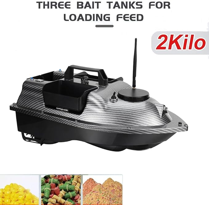 RC Fishing Bait Boat with GPS 546 Yards Remote 3 Bait Hoppers 4.4LBS Load Auto Return Low Battery & Signal Alerts LED Night Light for Carp Fishing