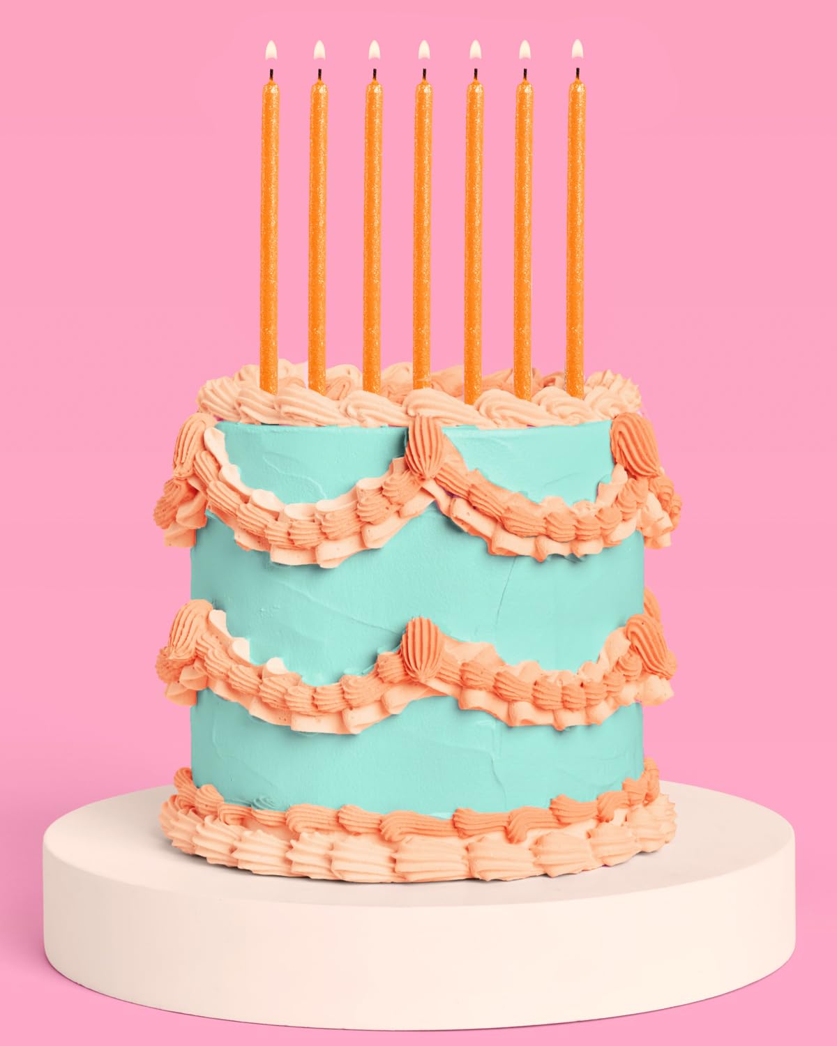 xo, Fetti Orange Glitter Birthday Candles - 10 Pack | Showgirl Birthday, Summer, Kids Party, Pool Party, Halloween