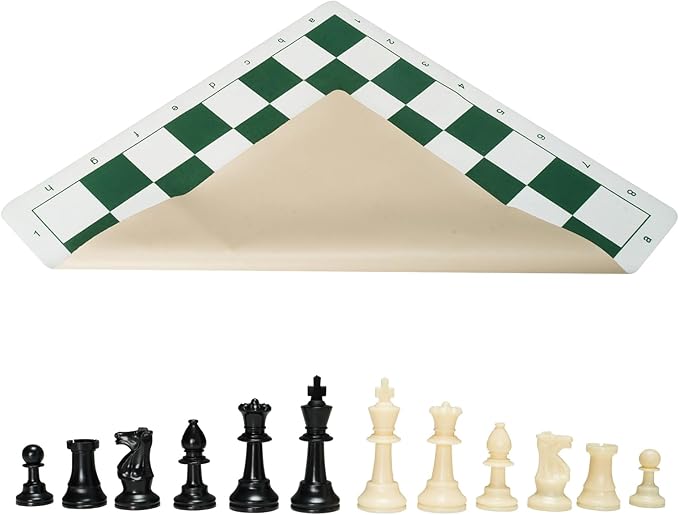 VEVOR Tournament Chess Set 20 Inch Roll-Up Beginner Chess Board Foldable Silicone Chess Game with Plastic Weighted Chess Pieces & Storage Bag Portable Travel Chess Board Gift for Adult Kid Fami