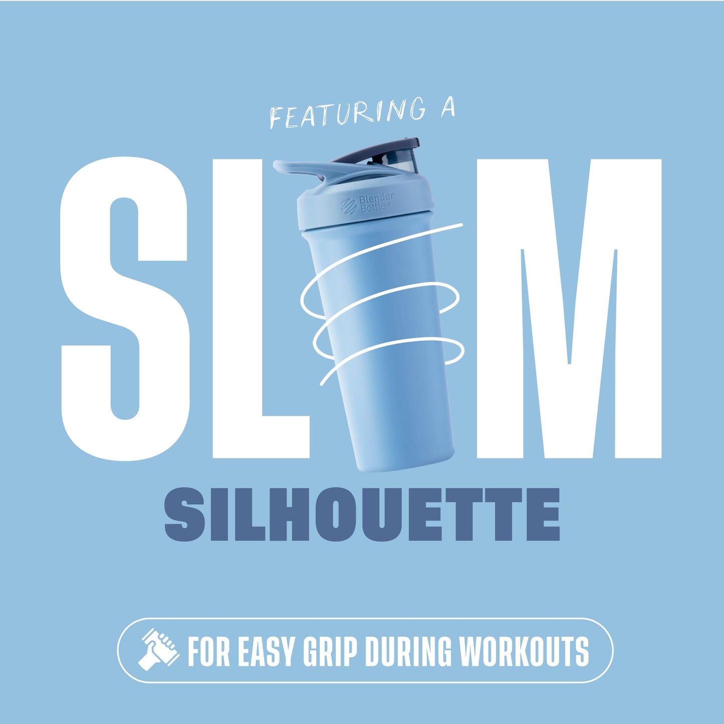 BlenderBottle Sport Sleek Insulated Stainless Steel Shaker Bottle with Wire Whisk, Protein Shakes & Hydration for Athletes & Fitness Enthusiasts, Easy Mixing, Lockable Lid, 25-Ounce, Dusty Blue