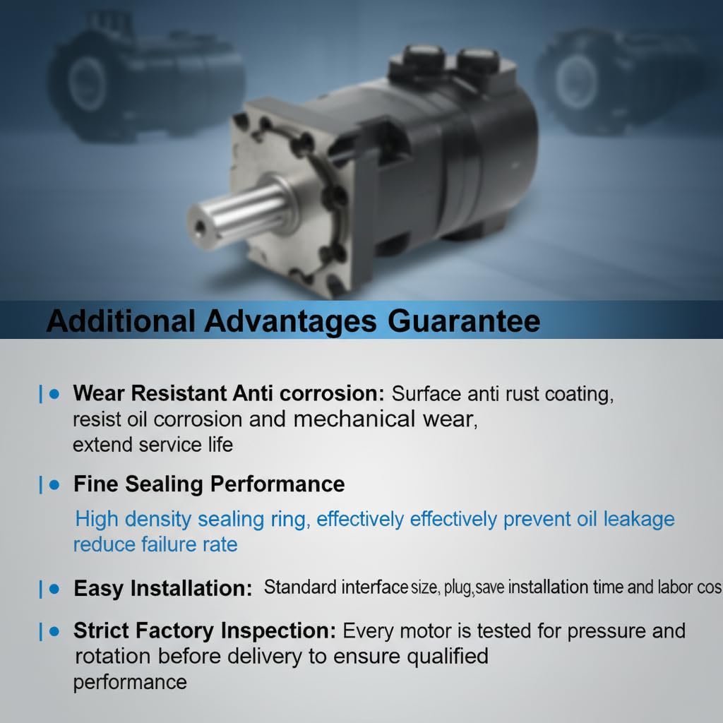 SINOCMP 109-1101-006 Hydraulic Motor Replacement for Eaton Char-Lynn 4000 Series, 7.95 cu in/rev Displacement 4-Bolt SAE-B Mount 1.25 Inch Keyed Shaft, 722 RPM 3000 PSI High Torque Low Speed Motor