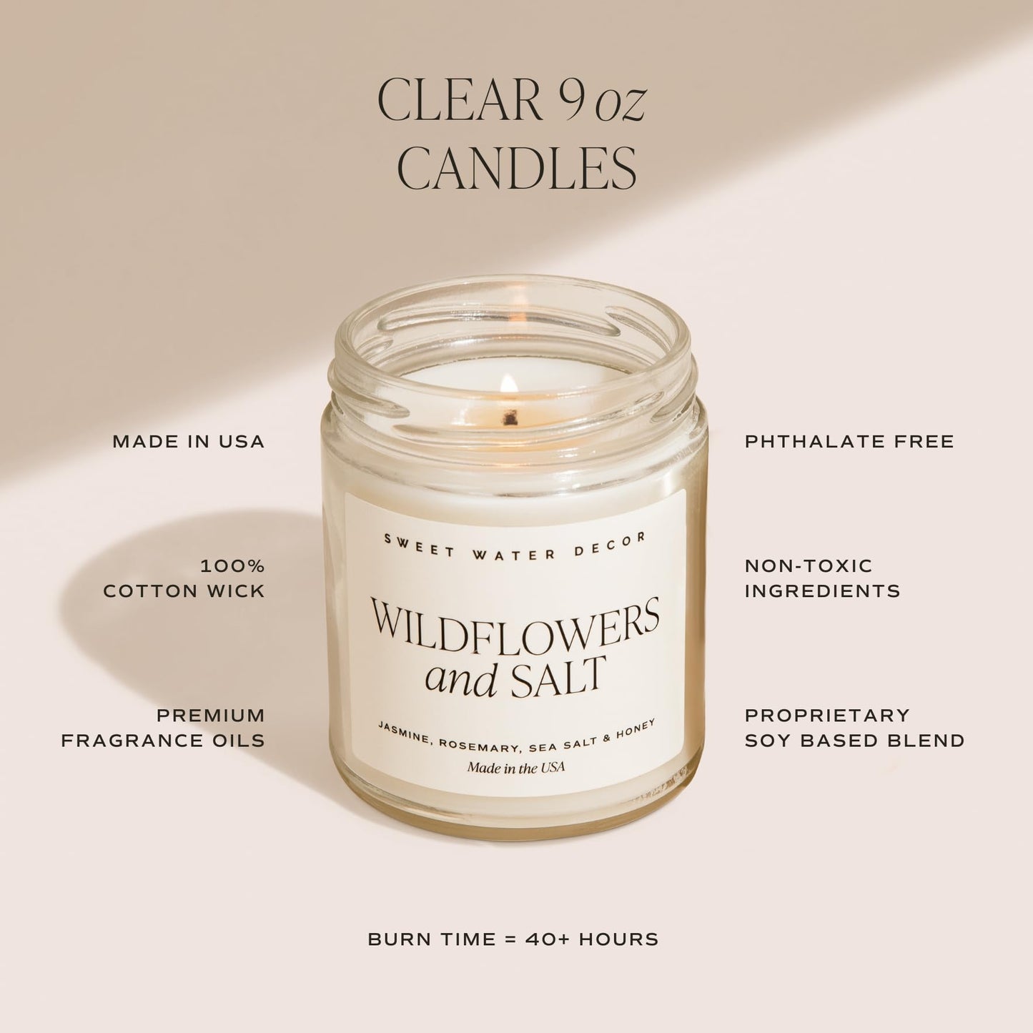 Sweet Water Decor Hello Fall Candle - Cinnamon Apples & Clove Autumn Fall Scented Candle for Home Decor - 100% Cotton Wick Soy Wax Candles with 40 Hour Burn Time - Made in The USA - 9oz Clear Jar
